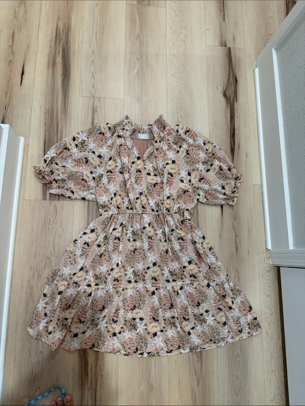 Made with Love floral puff sleeve tiered dress